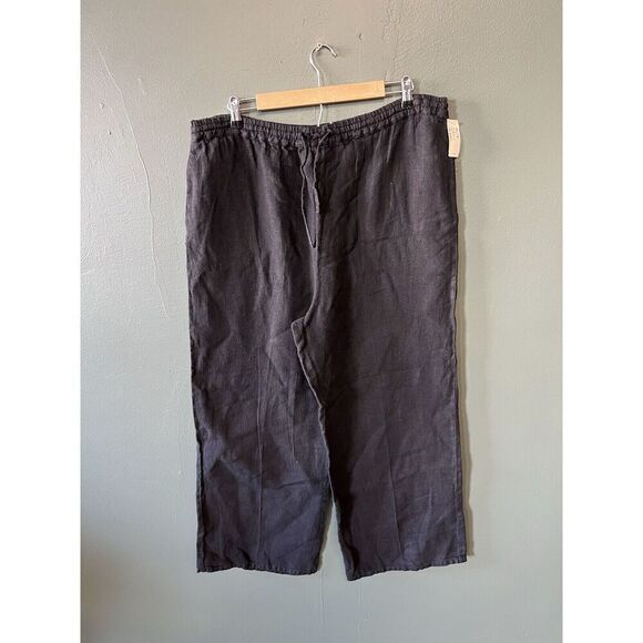 Kiko Comfortable Clothing Womens Black Pull On Linen Pants NWT Size Large - Picture 1 of 3